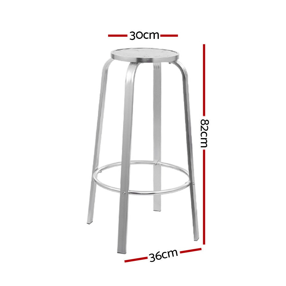 OEM Set of 2 Aluminum Bar Stools for Indoor and Outdoor Use 36 x 82cm