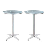 OEM Set of 2 Adjustable Outdoor Bar Tables Foldable Aluminum Base 70/110cm