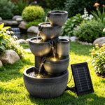 OEM Outdoor Solar Water Feature with 5-Tier Cascading Bowls Grey 51.5cm