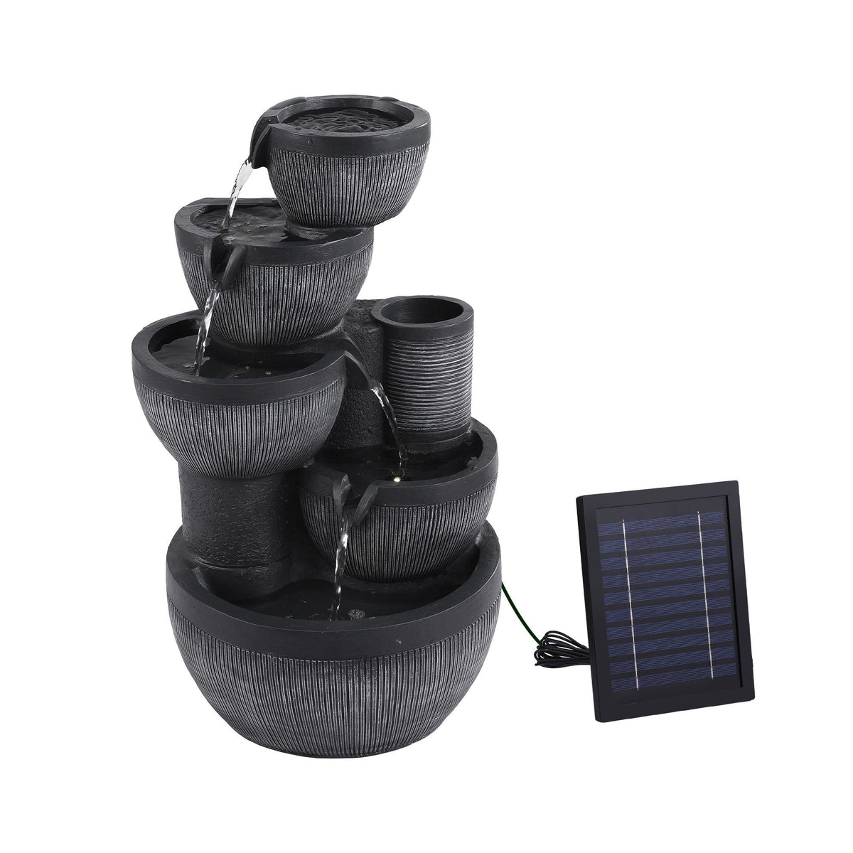 OEM Outdoor Solar Water Feature with 5-Tier Cascading Bowls Grey 51.5cm