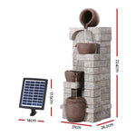 4-Tier Solar Water Fountain Feature with Adjustable Flow LED Lighting and Battery Backup