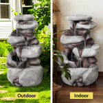 Solar Powered 4-Tier Cascading Water Fountain with LED Lights and Backup Battery for Indoor Outdoor Use