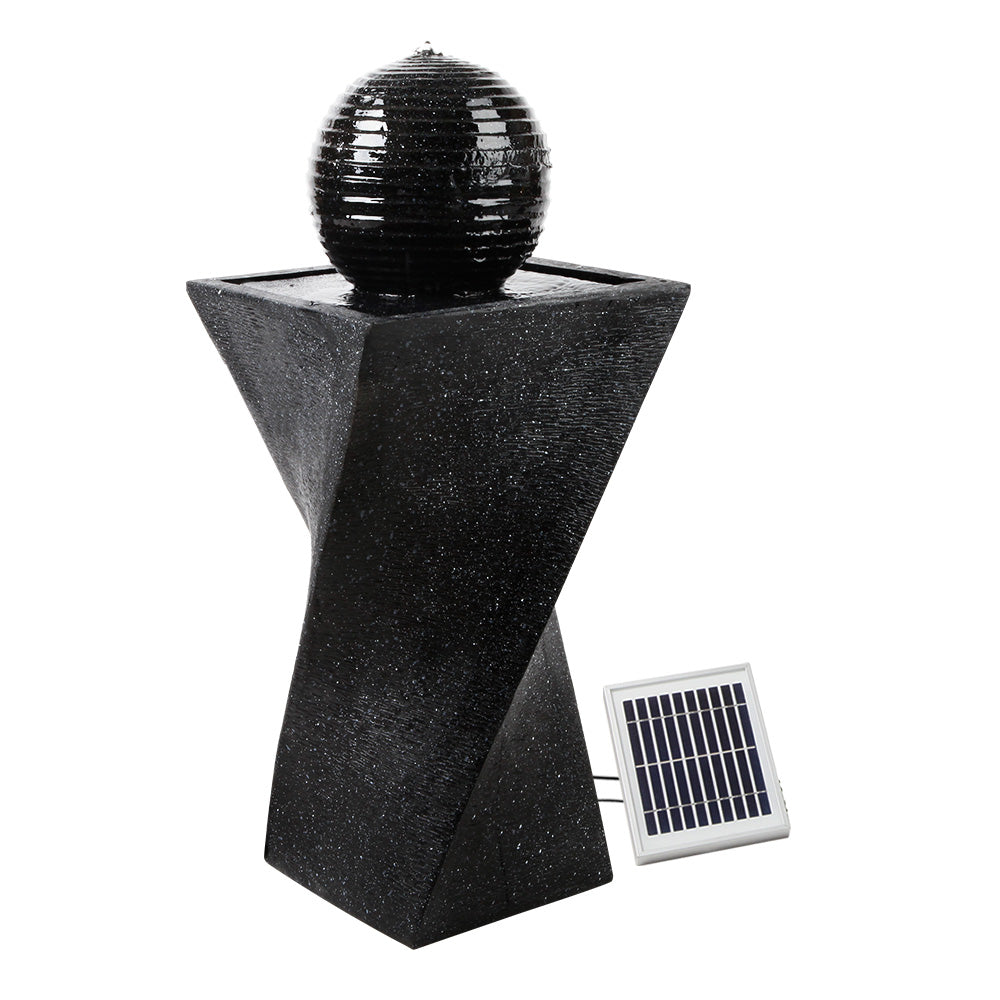 OEM Solar Powered Twisted Water Fountain with 4 LED Lights Black 85cm