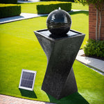 OEM Solar Powered Twisted Water Fountain with 4 LED Lights Black 85cm