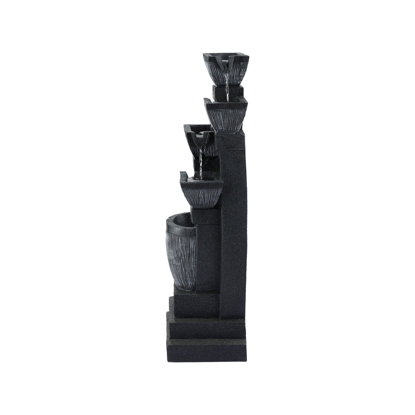 Solar Powered 5 Tier Cascading Water Fountain with LED Lights and Battery Backup