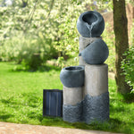 OEM Solar Powered 3-Tier Cascading Water Fountain with LED Lights Grey 76cm