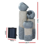 OEM Solar Powered 3-Tier Cascading Water Fountain with LED Lights Grey 76cm