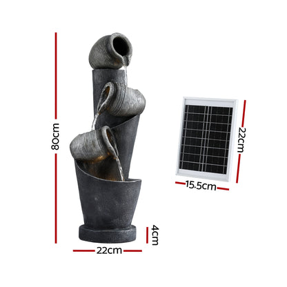Outdoor Indoor Solar Water Feature Fountain 3 Tier Pot Design with LED Lighting