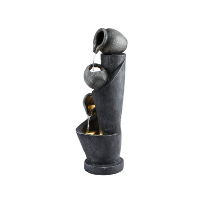 Outdoor Indoor Solar Water Feature Fountain 3 Tier Pot Design with LED Lighting