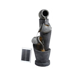 Outdoor Indoor Solar Water Feature Fountain 3 Tier Pot Design with LED Lighting