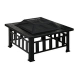 Steel Outdoor Fire Pit and BBQ Grill Table with Mesh Dome 81cm