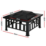 Steel Outdoor Fire Pit and BBQ Grill Table with Mesh Dome 81cm