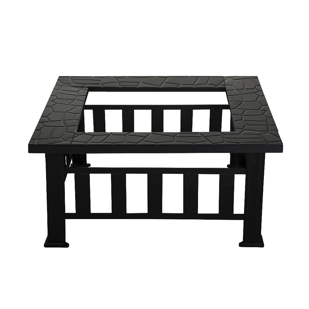 Steel Outdoor Fire Pit and BBQ Grill Table with Mesh Dome 81cm