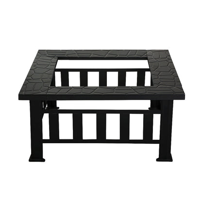 Steel Outdoor Fire Pit and BBQ Grill Table with Mesh Dome 81cm