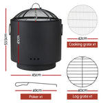 OEM Portable Outdoor Fire Pit BBQ 2 in 1 with Grill, Mesh Lid and Deep Bowl