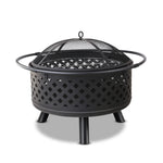 76cm Outdoor Fire Pit BBQ Grill with Mesh Dome and Steel Construction