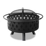 2-in-1 Outdoor Fire Pit and BBQ Grill with Mesh Dome 82cm