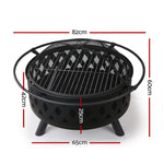 2-in-1 Outdoor Fire Pit and BBQ Grill with Mesh Dome 82cm