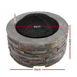 70cm Round Fire Pit Table Wood and Charcoal Burning Outdoor Fireplace