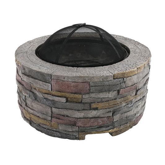 70cm Round Fire Pit Table Wood and Charcoal Burning Outdoor Fireplace