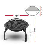 OEM Portable Outdoor Fire Pit BBQ Grill with Mesh Dome for Patio and Camping 56cm
