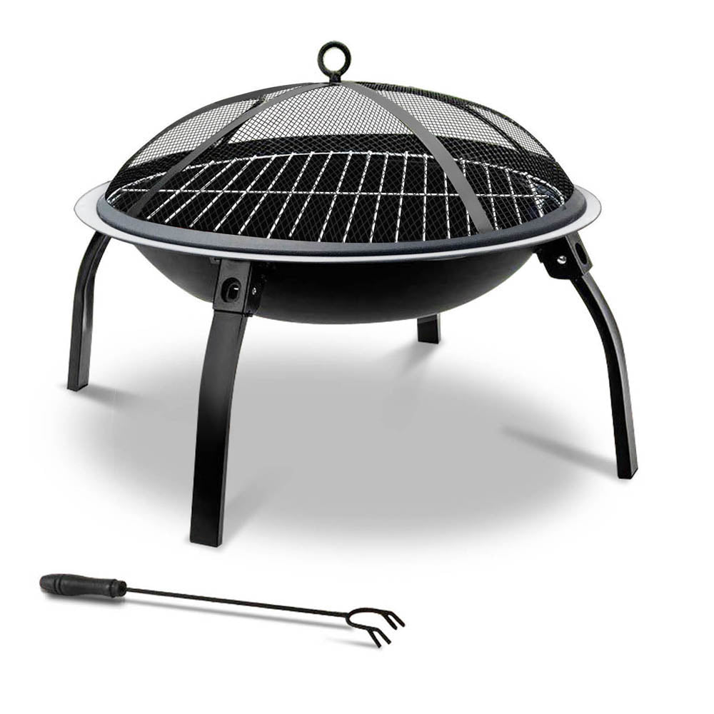 OEM Portable Outdoor Fire Pit BBQ Grill with Mesh Dome for Patio and Camping 56cm