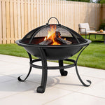 Heavy Duty Outdoor Fire Pit with Stainless Steel BBQ Grill and Mesh Cover