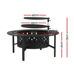Multi-Function Outdoor Fire Pit Table with Swivel BBQ Grills and Removable Tabletop