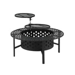 Multi-Function Outdoor Fire Pit Table with Swivel BBQ Grills and Removable Tabletop