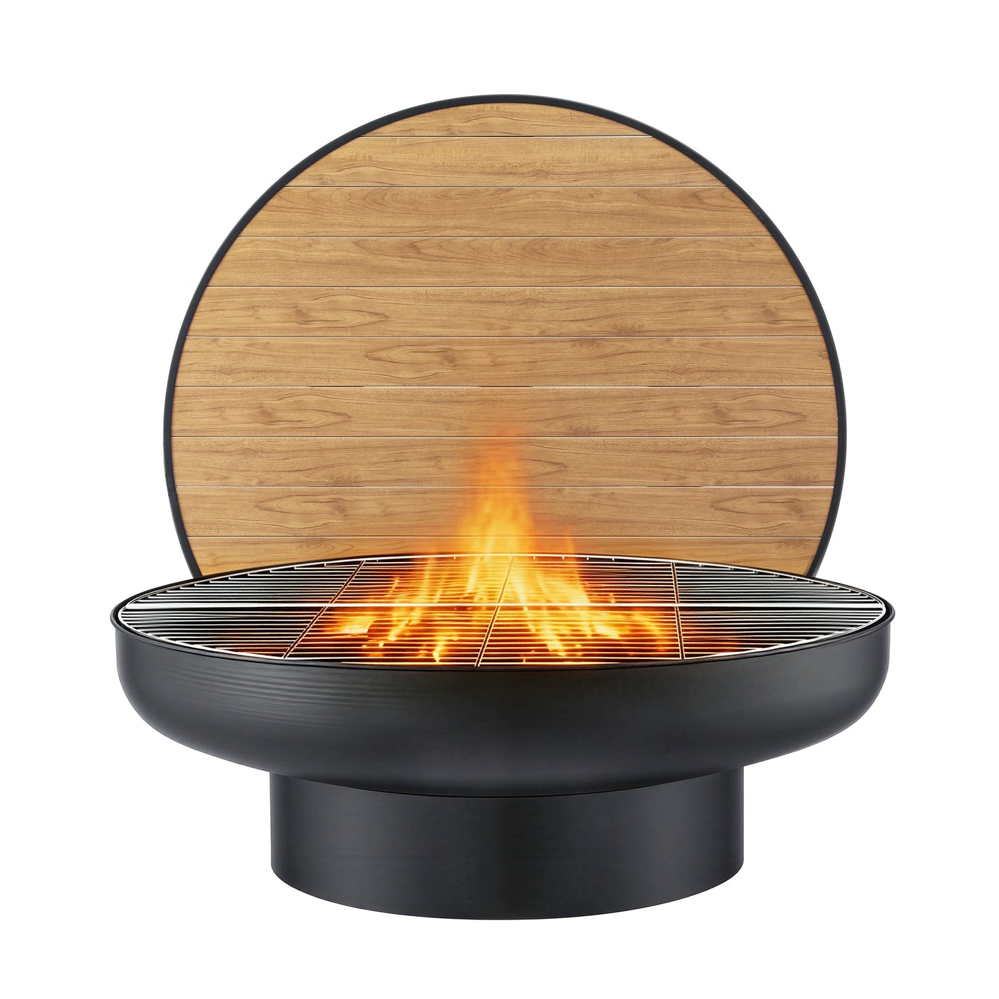 Multi-Function Outdoor Fire Pit and BBQ Grill Table with Stainless Steel Racks