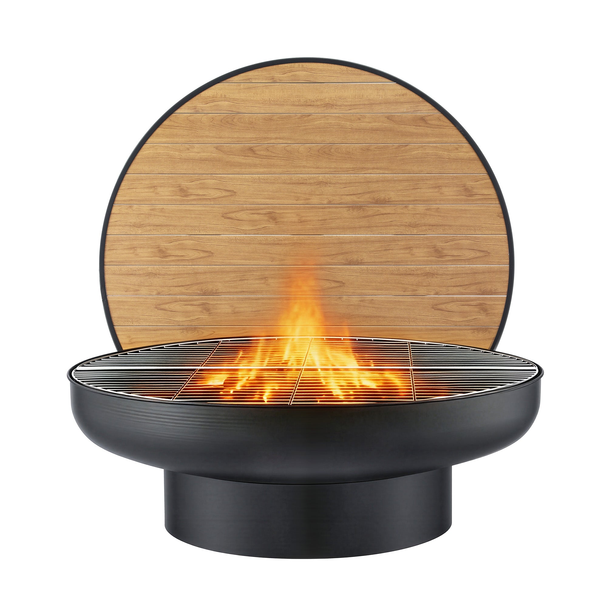 Multi-Function Outdoor Fire Pit and BBQ Grill Table with Stainless Steel Racks