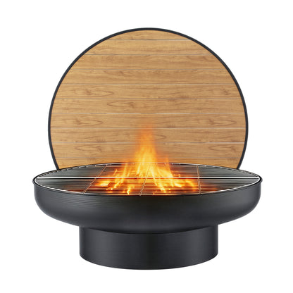 Multi-Function Outdoor Fire Pit and BBQ Grill Table with Stainless Steel Racks
