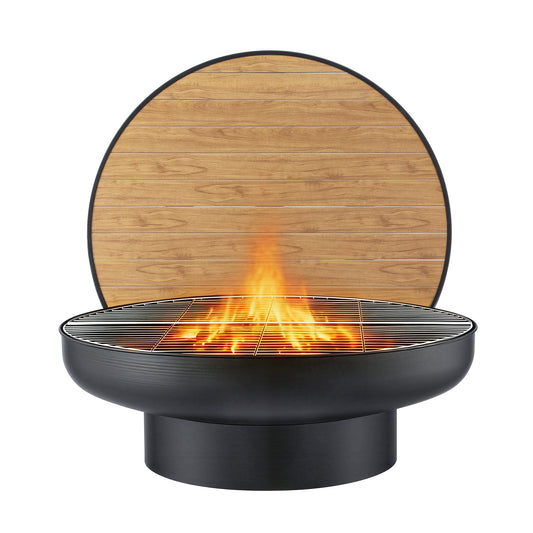 Multi-Function Outdoor Fire Pit and BBQ Grill Table with Stainless Steel Racks