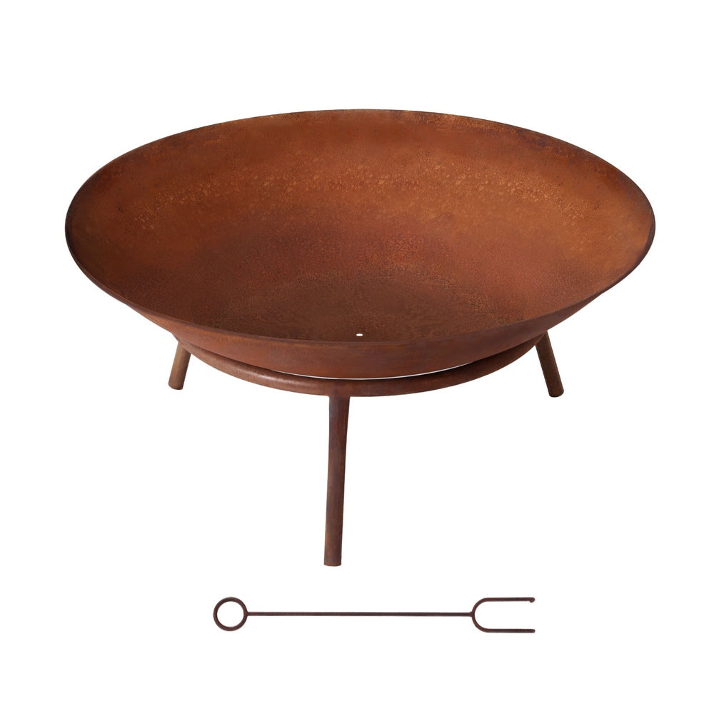OEM Outdoor Iron Fire Pit Bowl 56cm with Poker and Natural Rust Finish