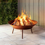 OEM Outdoor Iron Fire Pit Bowl 56cm with Poker and Natural Rust Finish