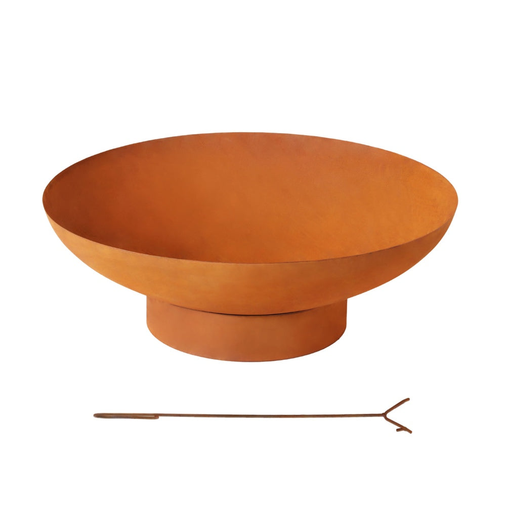 OEM Outdoor Fire Pit Iron Bowl with Natural Rust Finish and Poker 80cm