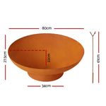 OEM Outdoor Fire Pit Iron Bowl with Natural Rust Finish and Poker 80cm