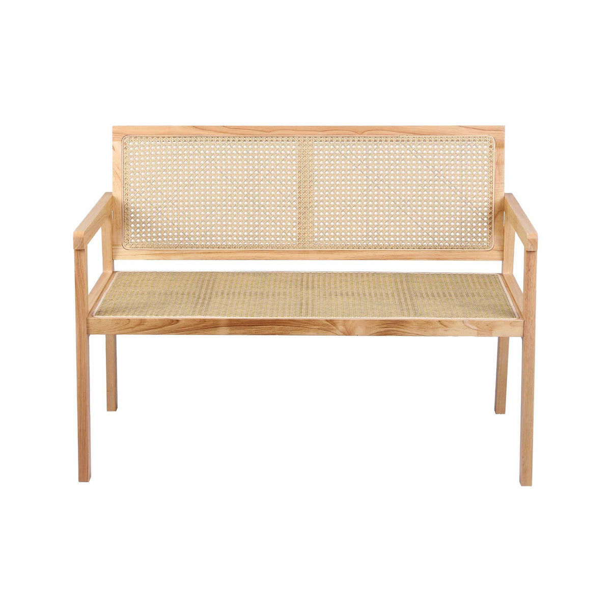 OEM Outdoor Garden Bench with Rubberwood Frame and Woven Seat 107cm