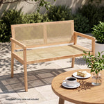 OEM Outdoor Garden Bench with Rubberwood Frame and Woven Seat 107cm