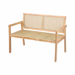 OEM Outdoor Garden Bench with Rubberwood Frame and Woven Seat 107cm