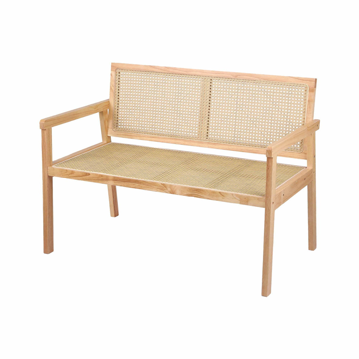 OEM Outdoor Garden Bench with Rubberwood Frame and Woven Seat 107cm