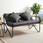 OEM Two-Seater Outdoor Garden Bench with Cushion & Throw Pillows Black 118.5cm
