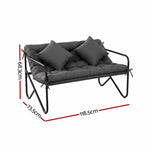 OEM Two-Seater Outdoor Garden Bench with Cushion & Throw Pillows Black 118.5cm
