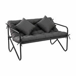 OEM Two-Seater Outdoor Garden Bench with Cushion & Throw Pillows Black 118.5cm