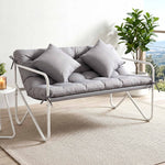 OEM Two-Seater Outdoor Garden Bench with Cushion & Throw Pillows Grey 118.5cm