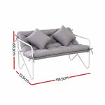 OEM Two-Seater Outdoor Garden Bench with Cushion & Throw Pillows Grey 118.5cm