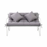 OEM Two-Seater Outdoor Garden Bench with Cushion & Throw Pillows Grey 118.5cm