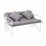 OEM Two-Seater Outdoor Garden Bench with Cushion & Throw Pillows Grey 118.5cm