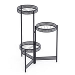 Foldable 3 Tier Metal Plant Stand Indoor Outdoor Flower Display Shelf for Patio Corner