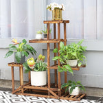 OEM Wooden 6 Tier Plant Stand Display Rack with Multi-Level Shelves for Garden Patio